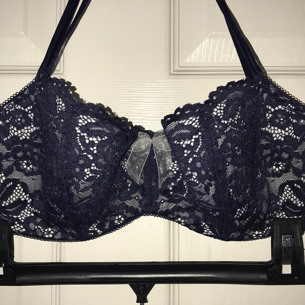 Deep Sea Navy Blue Balconette Bra by Temptd